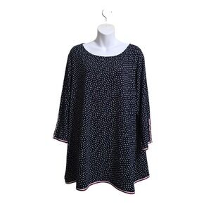 Tommy Hilfiger Navy Dotted 3/4 Sleeve Jersey Knit Top Sz 2X